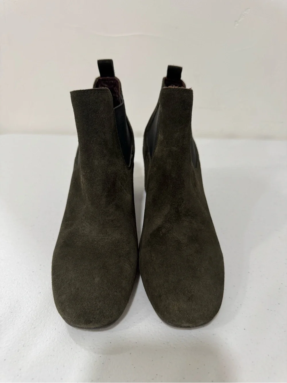 Pedro García Nenet Chelsea Dark Green Suede Block Heel Booties Women's 36.5